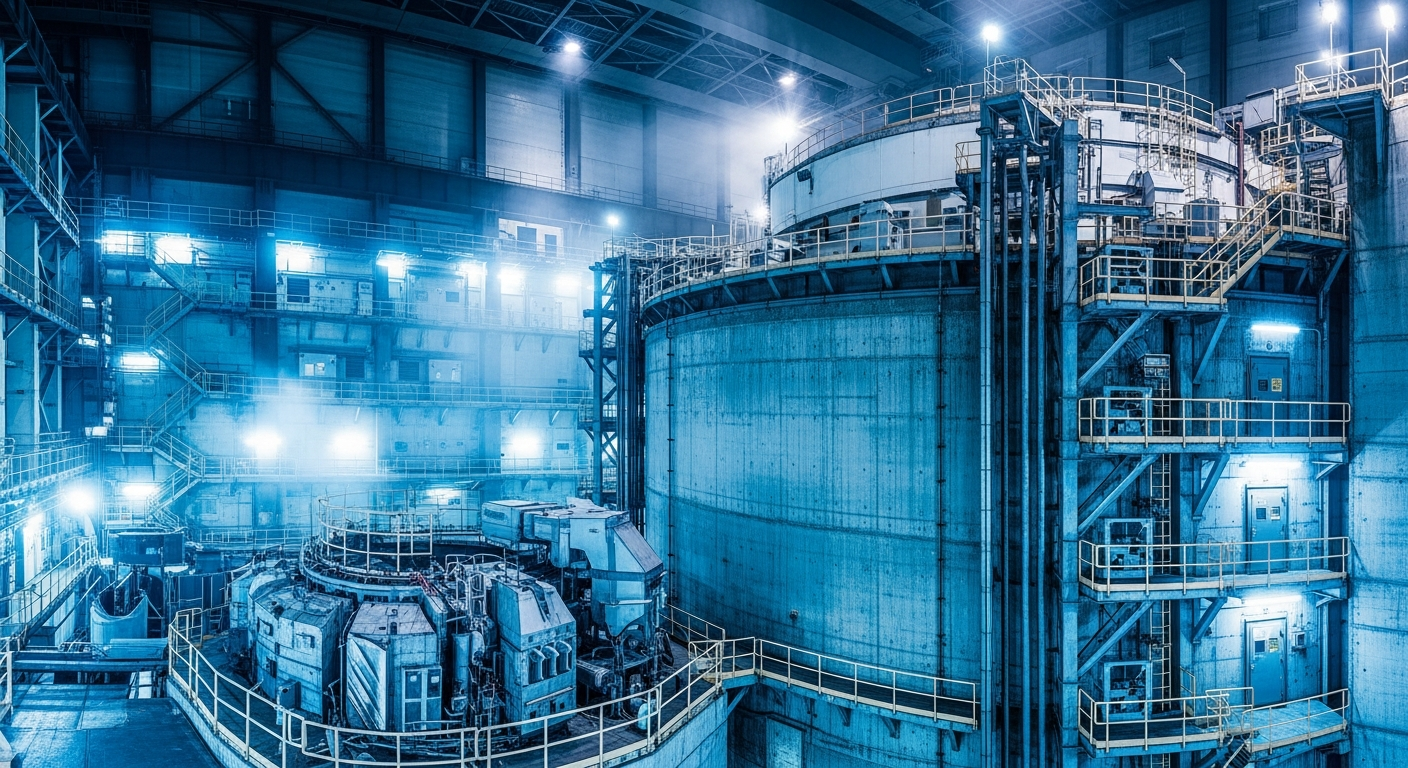 Nuclear power plant containment vessel interior — silicone gaskets seal the pressure boundary